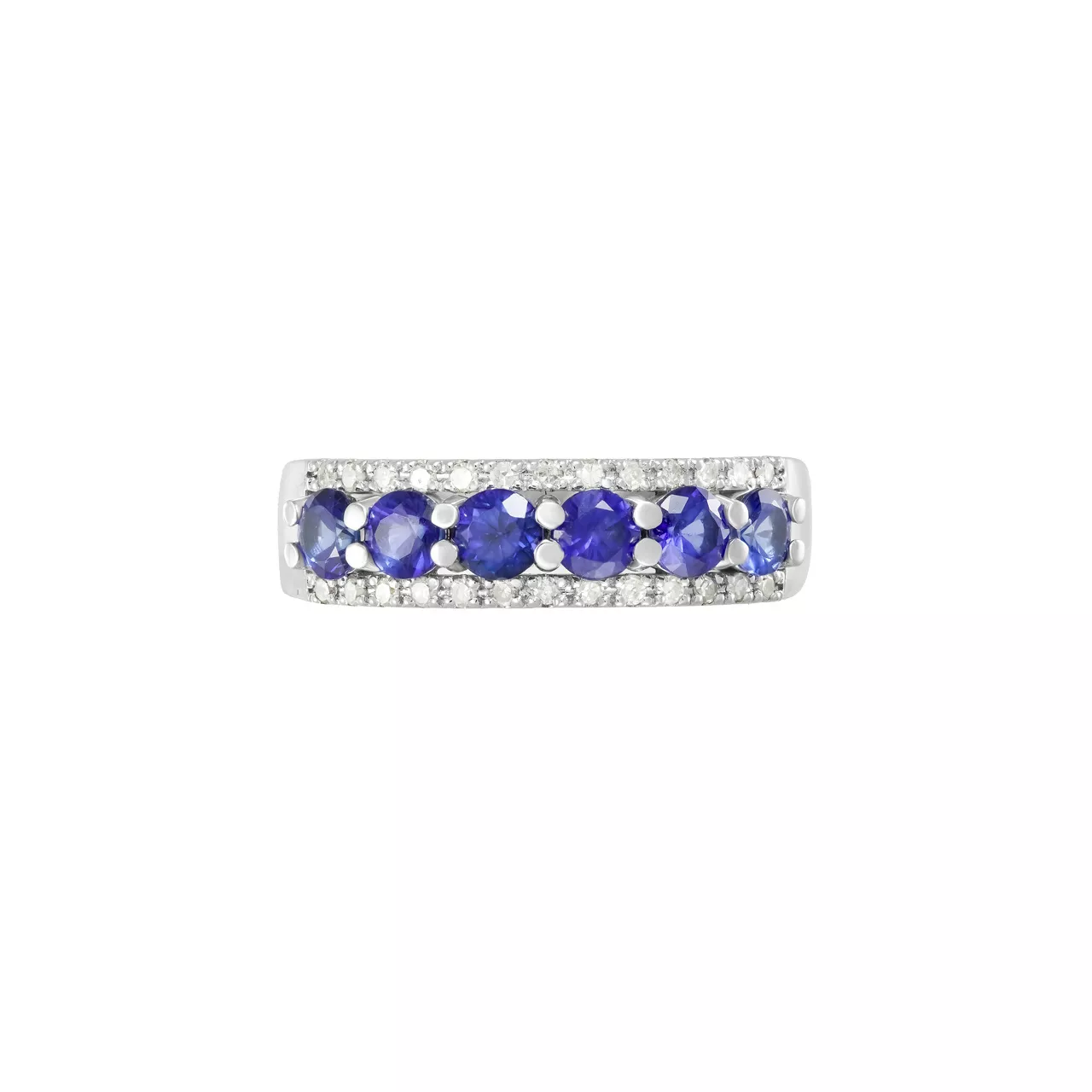 Золотое кольцо с сапфирами 1.0ct огранки "Круг" и бриллиантами