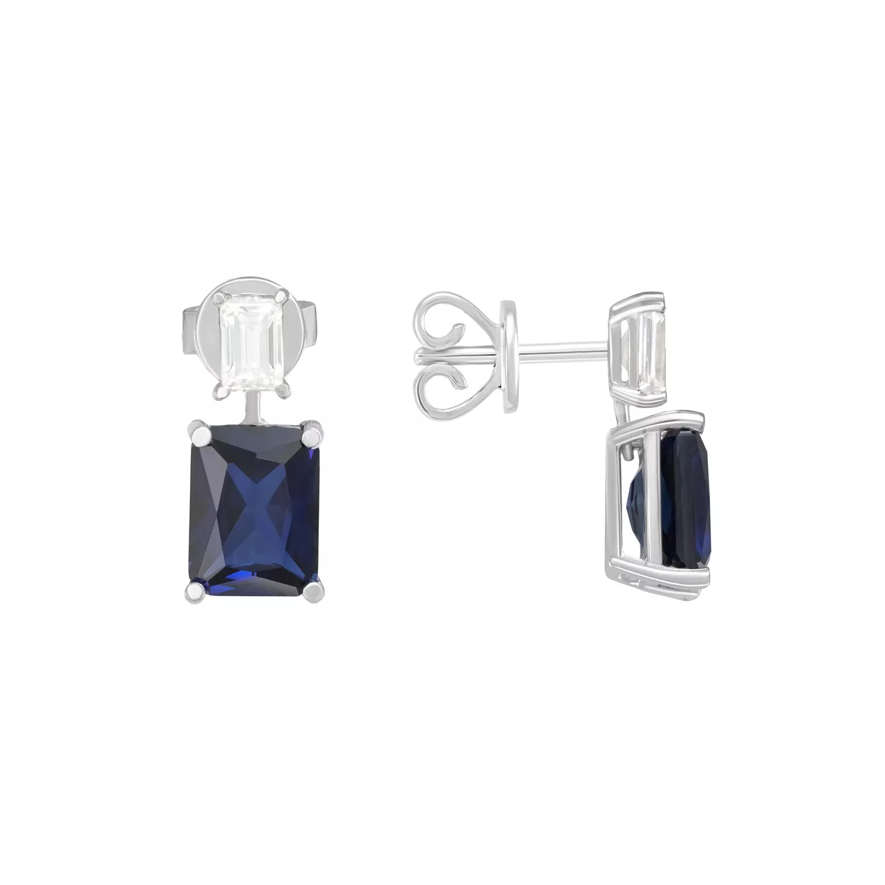 Золотые серьги с сапфирами lab-grown 3.91ct и диаллантами