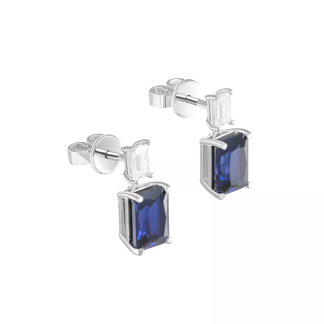 Золотые серьги с сапфирами lab-grown 3.91ct и диаллантами