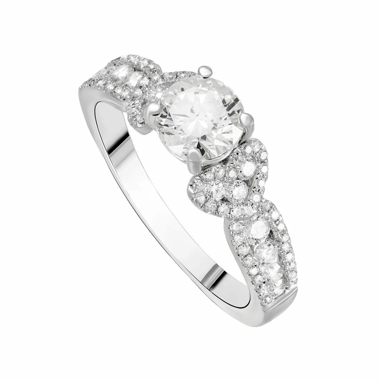 Золотое кольцо с центральным бриллиантом 1.09ct огранки "Круг"