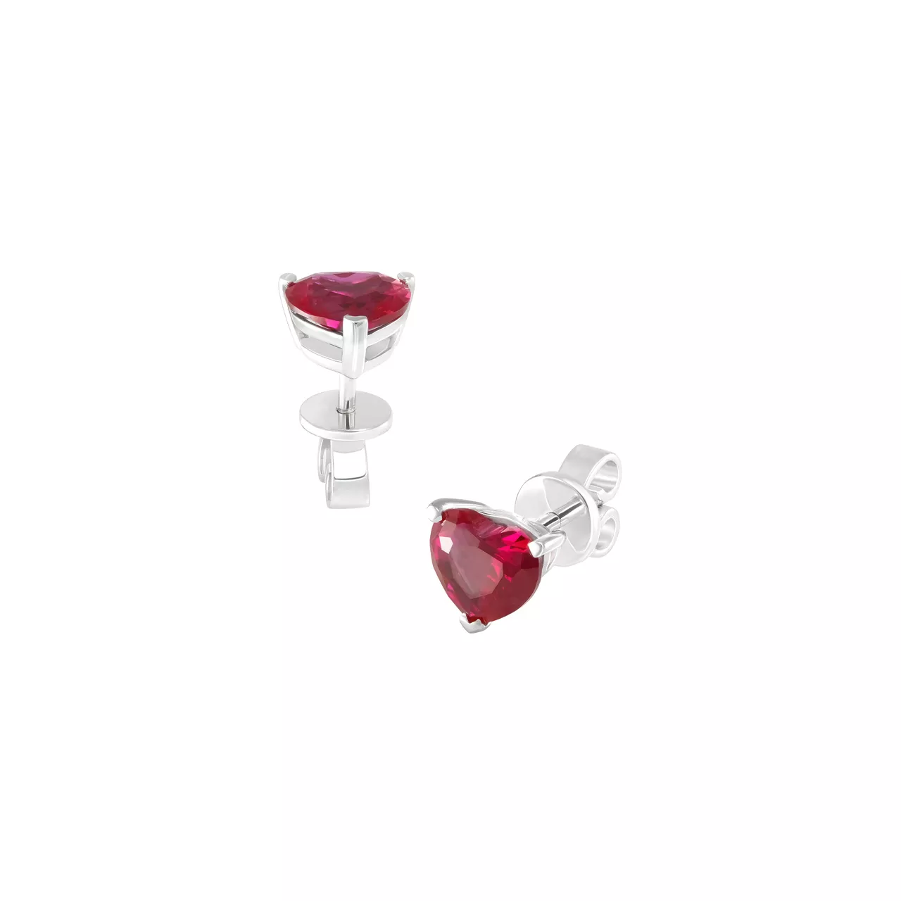 Золотые серьги с рубином lab-grown 2.30ct огранки "Сердце"