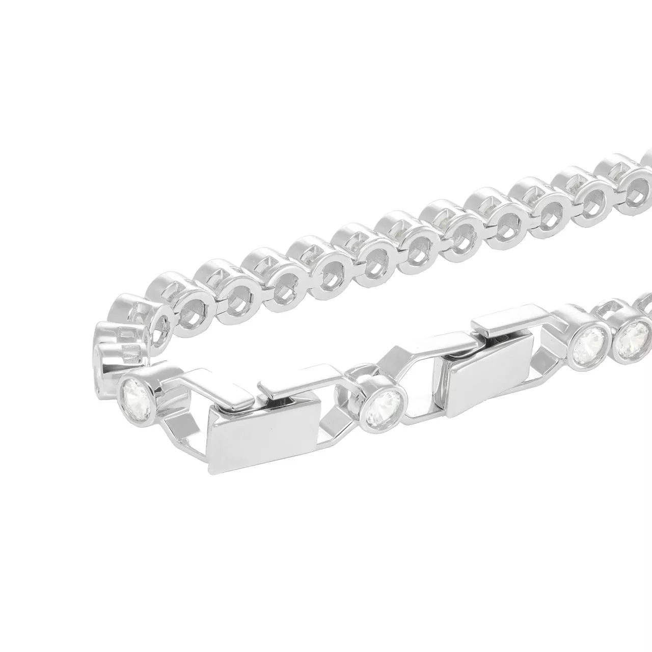 Серебряный теннисный браслет с фианитами d0.5