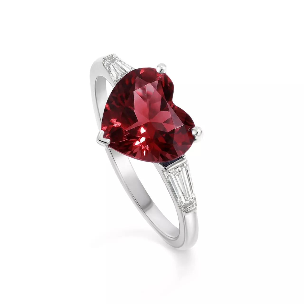 Золотое кольцо с рубином lab-grown 2.35ct огранки "Сердце" и диаллантами