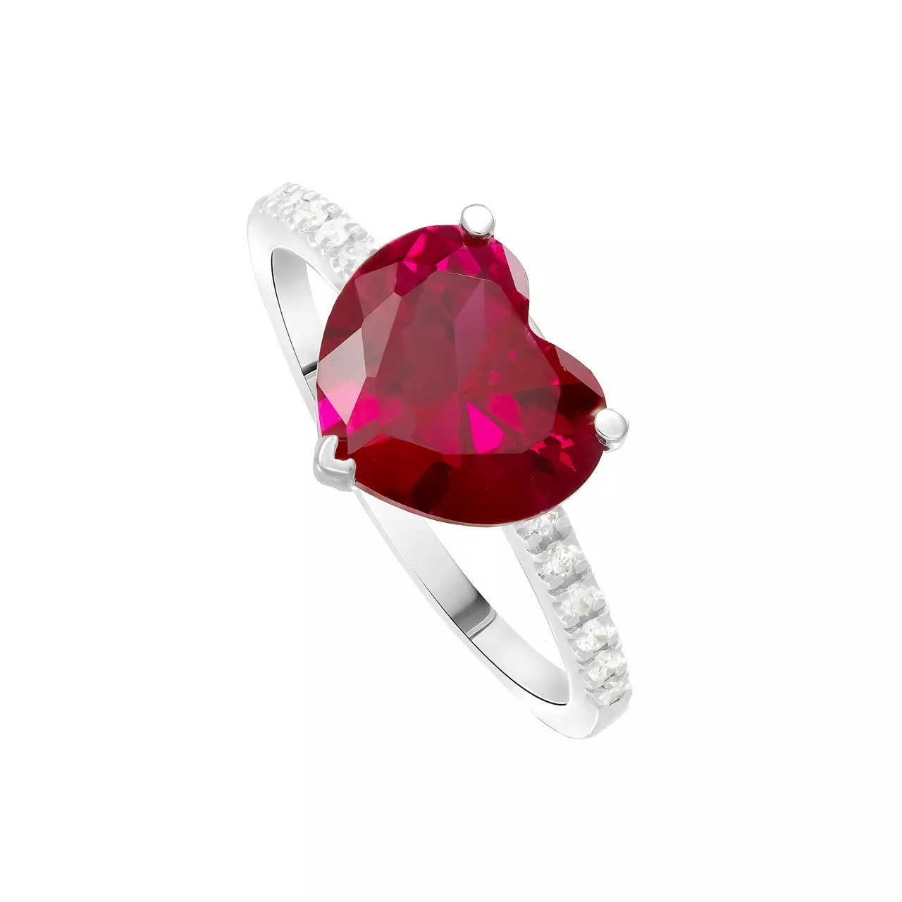 Золотое кольцо с рубином lab-grown 2.41ct огранки "Сердце" и бриллиантами