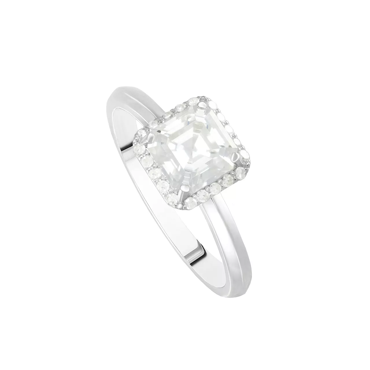 Золотое кольцо с диаллантом 1.0ct огранки "Ашер" и бриллиантами
