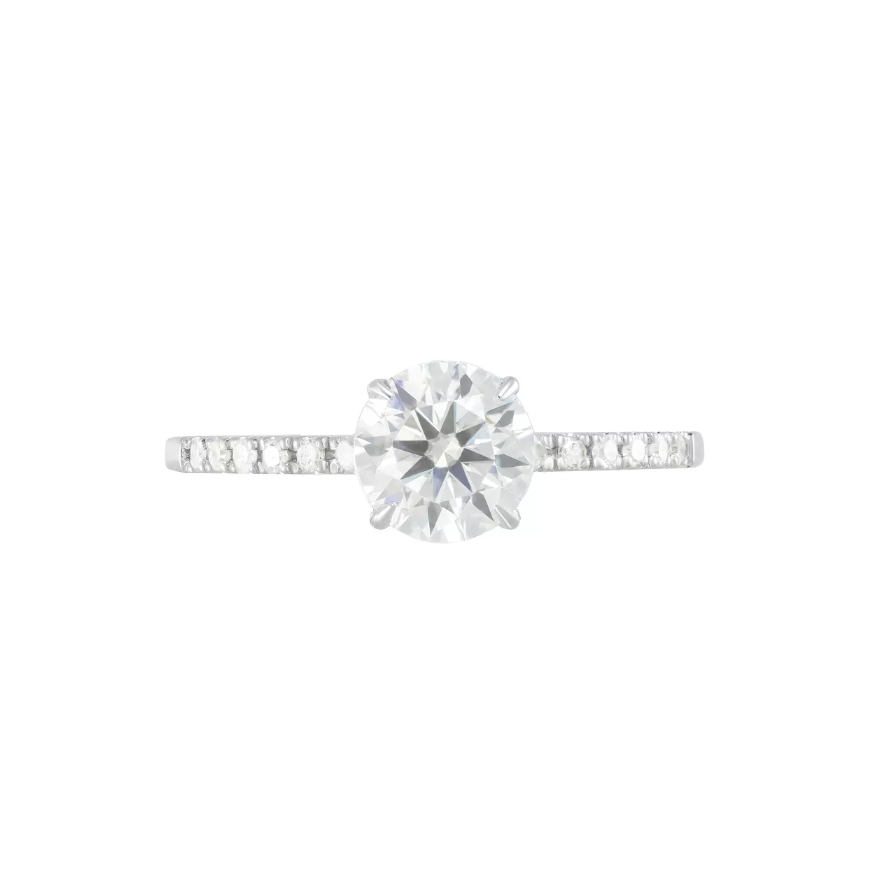 Золотое кольцо с центральным диаллантом 1.0ct огранки "Круг" и бриллиантами