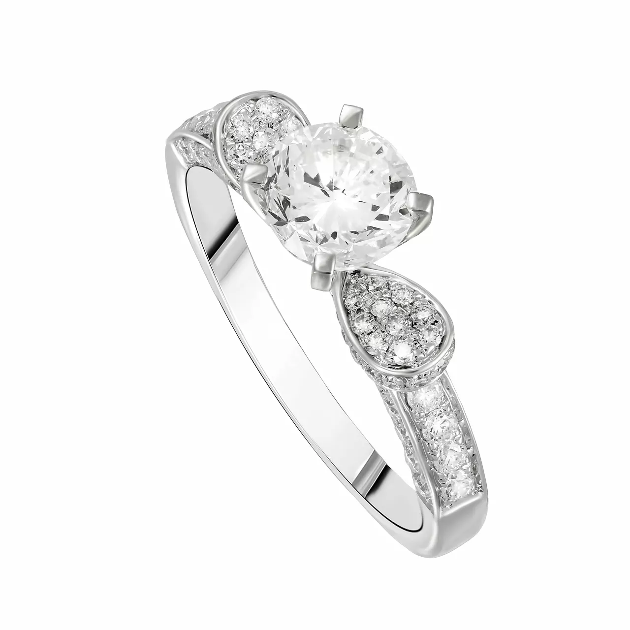 Золотое кольцо с центральным бриллиантом 1.023ct огранки "Круг"