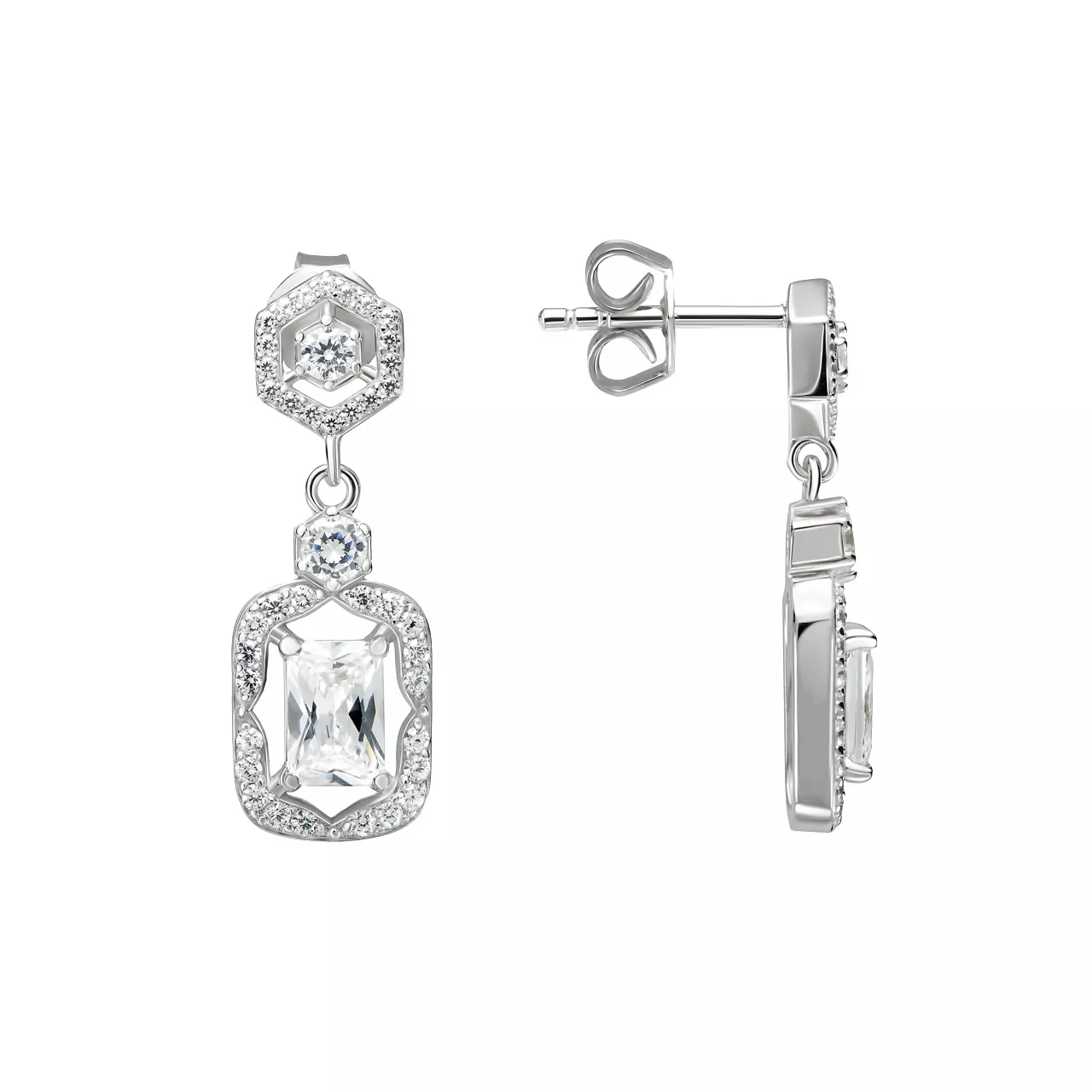 Серебряные серьги с фианитами