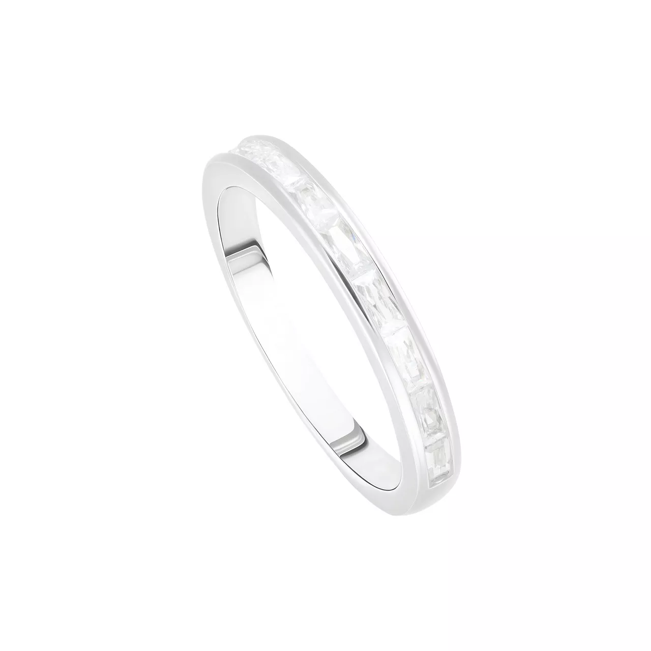 Серебряное кольцо-дорожка с фианитами багетной огранки