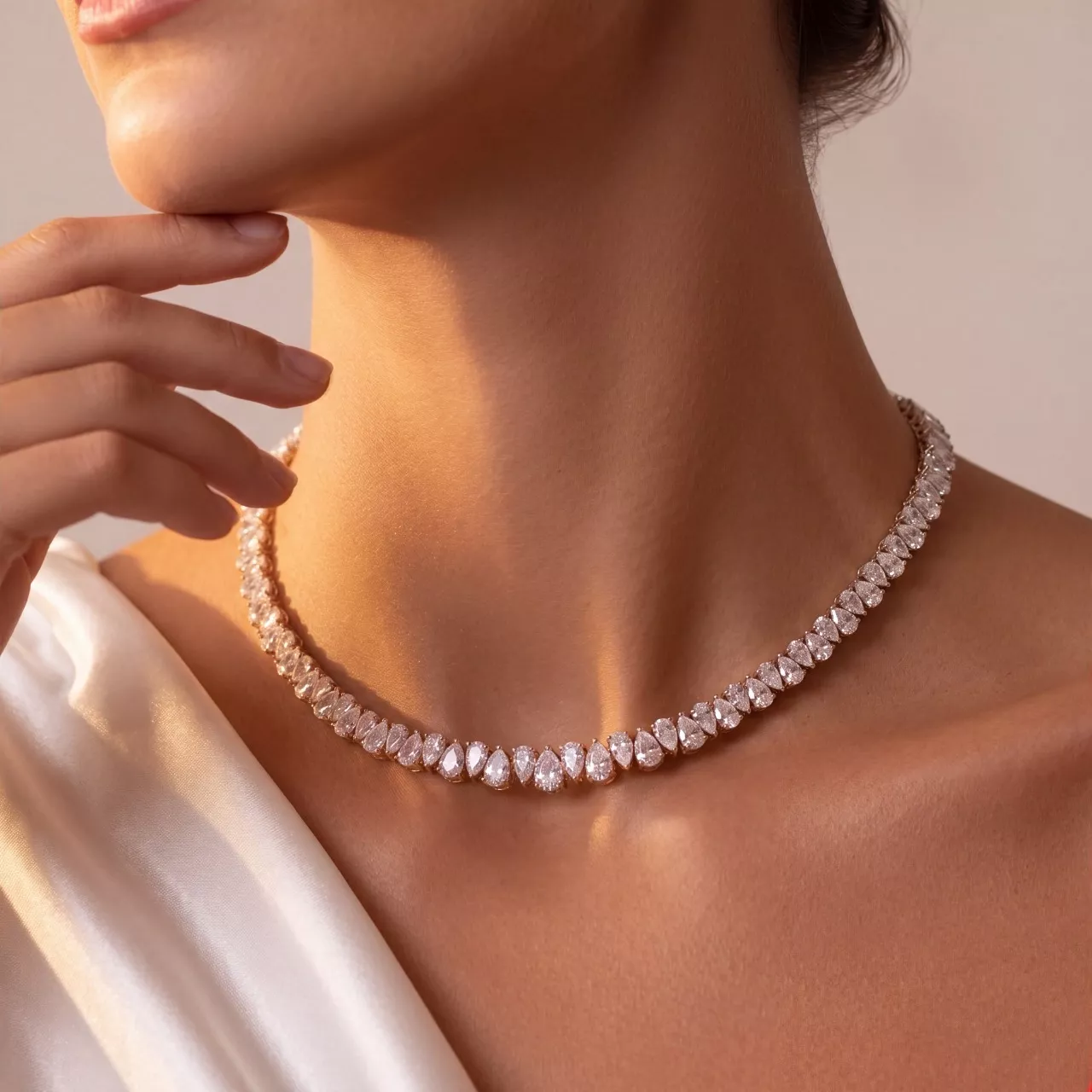Серебряное колье-чокер с фианитами