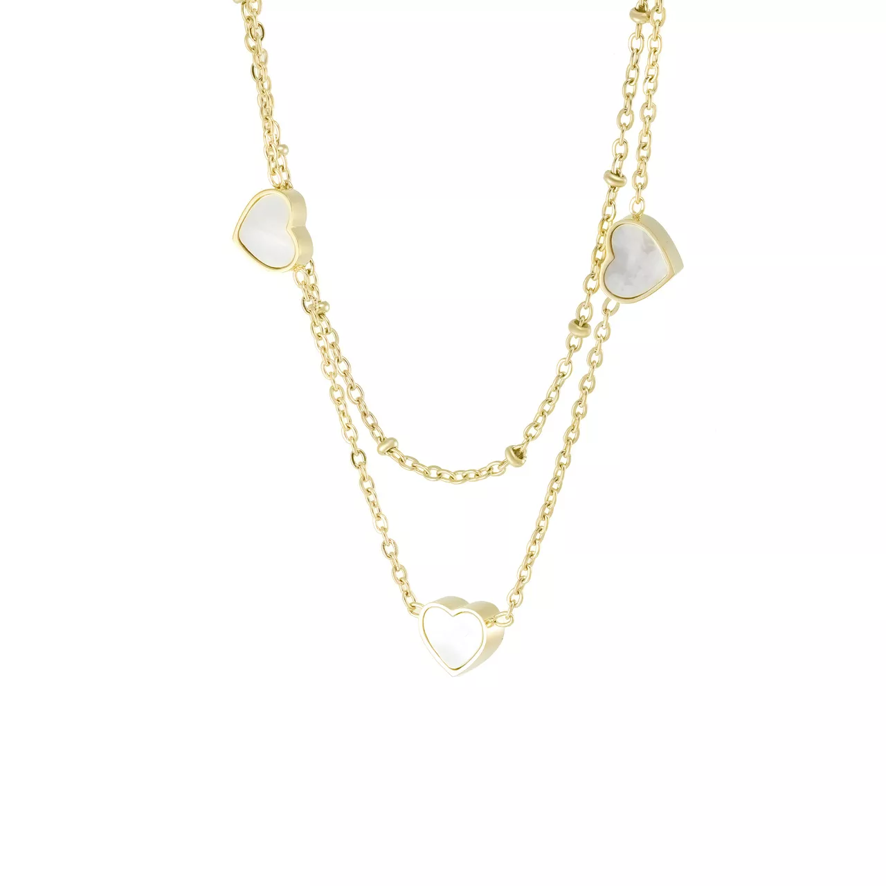 Колье "Pearl hearts" с перламутром и акрилом