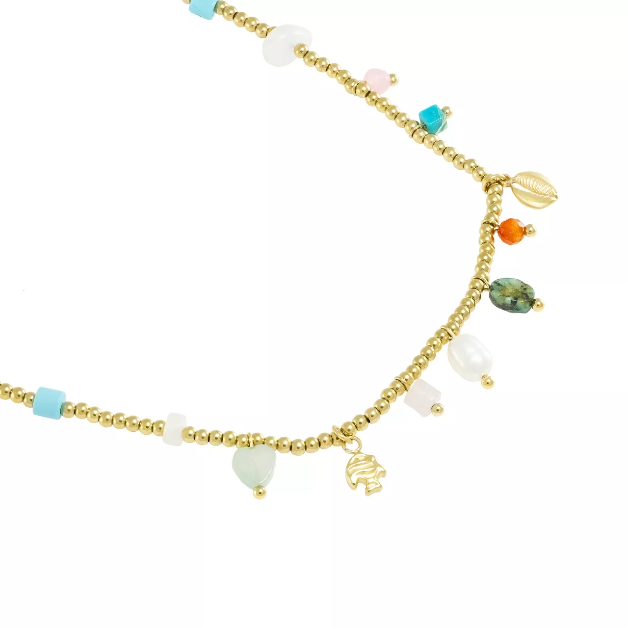 Колье "Charms" с жемчугом, лунным камнем, авантюрином, кварцем и бирюзой и.