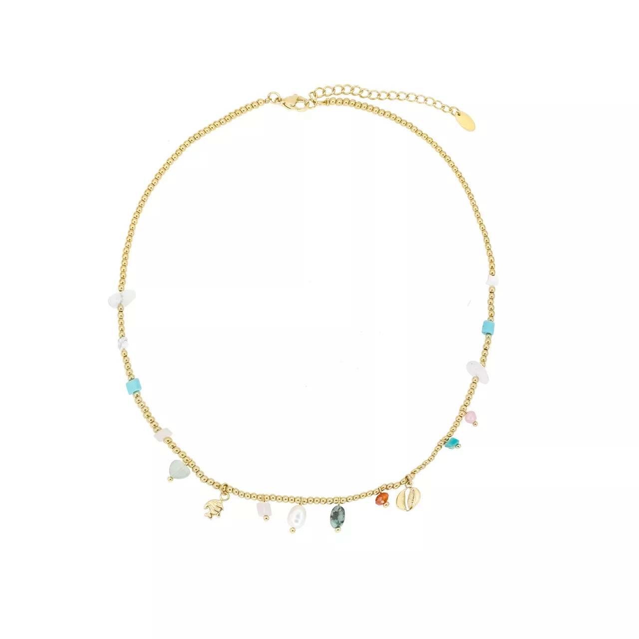 Колье "Charms" с жемчугом, лунным камнем, авантюрином, кварцем и бирюзой и.