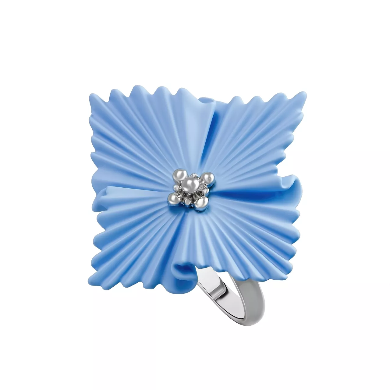 Кольцо "Milk Blue -Gofre Flowers"