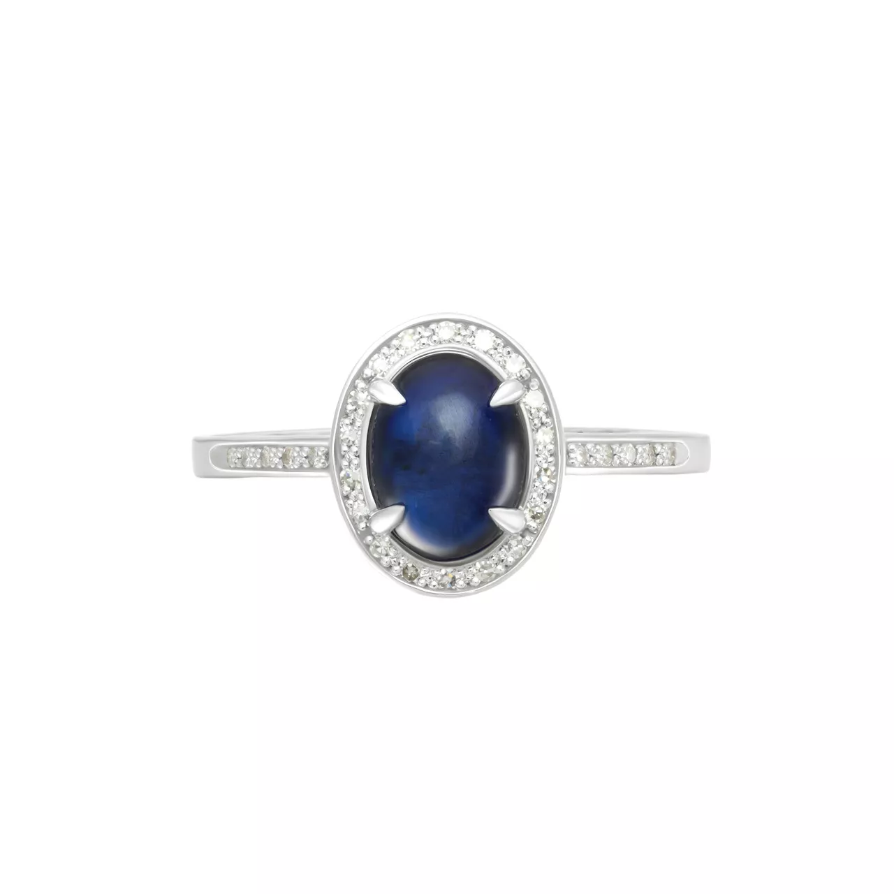 Золотое кольцо с сапфиром 1.68ct огранки "Овал кабашон" и бриллиантами