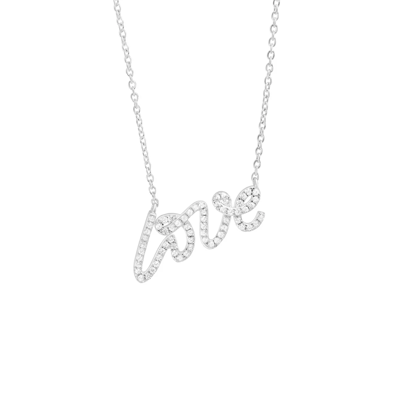 Серебряное колье "LOVE" с фианитами